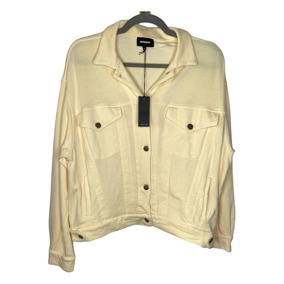 MONROW X REVOLVE Long Sleeve Supersoft Jacket French Terry Buttercream Size M - Picture 4 of 12